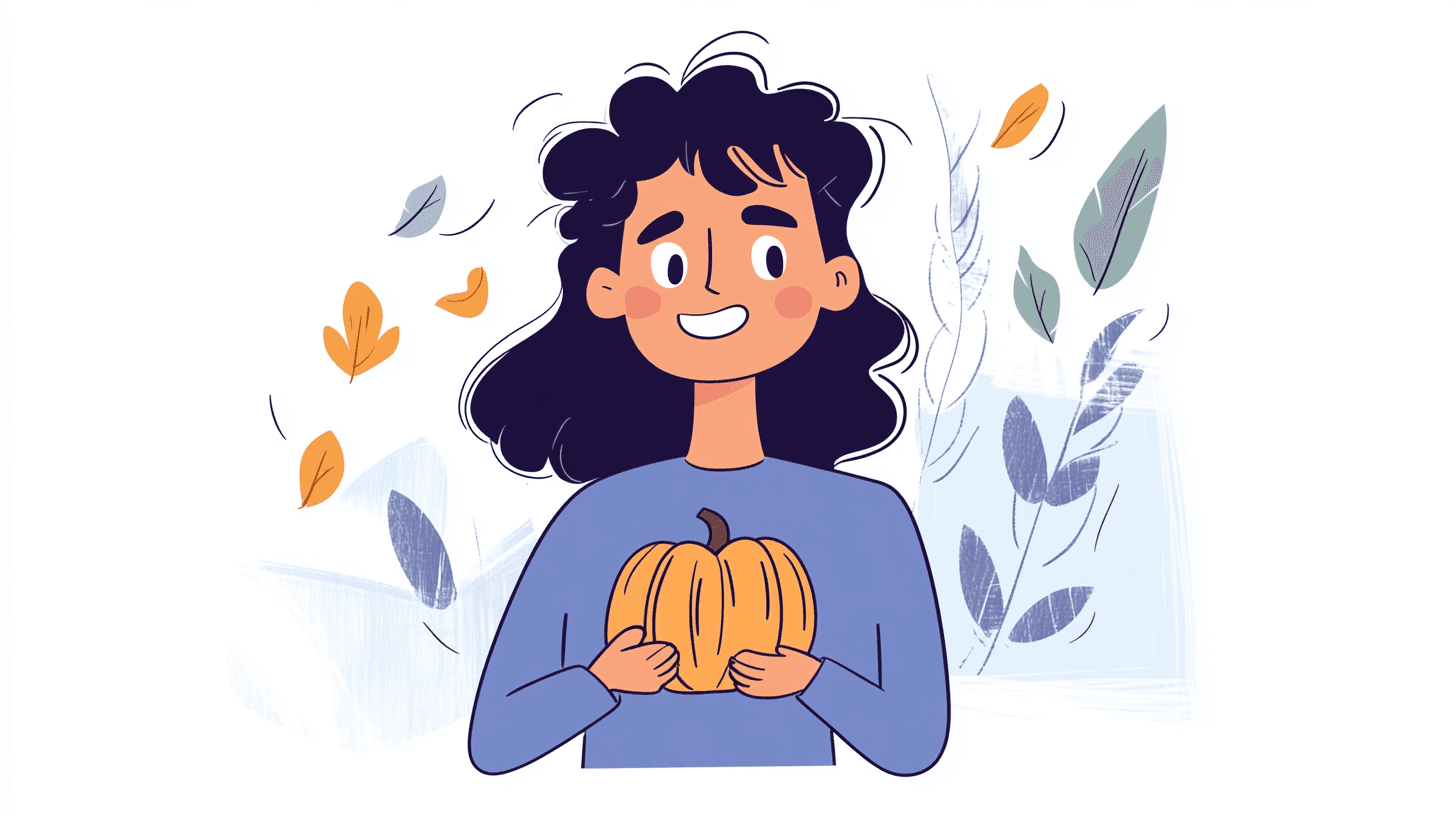 character holding a pumpkin